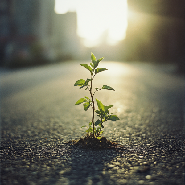 ingadiz a photograph of a plant growing out of asphalt road. Wa f4a5aeee 3ab9 42cd 98c3 bd4b4f57b233