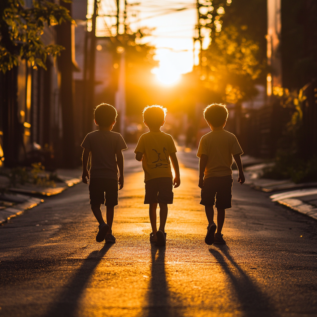 ingadiz create a photograph of three friends kids huged and goi 3c8f6c69 b999 4ae8 a9de 5480066017da